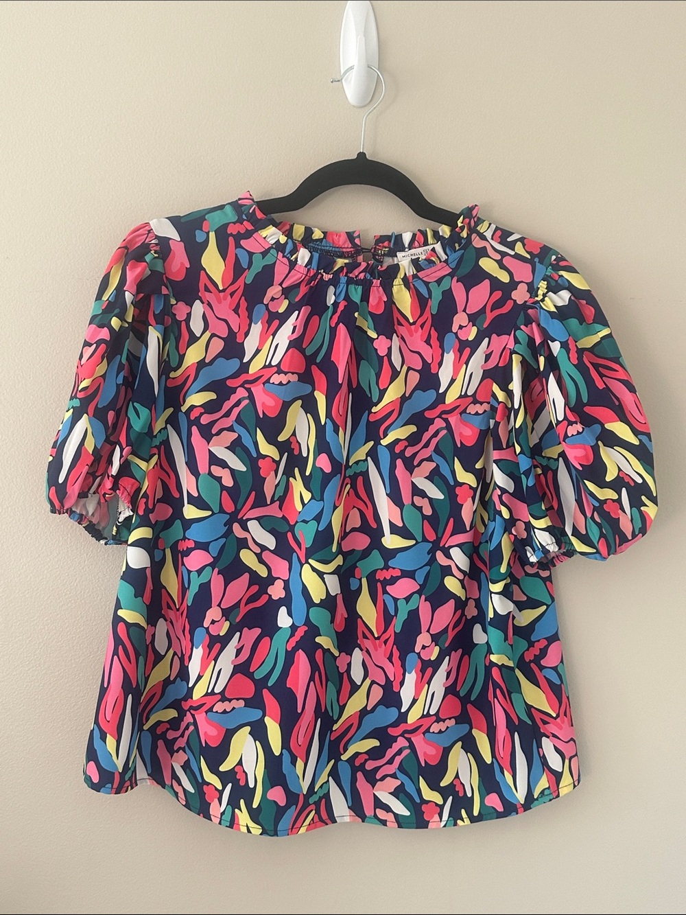 Michelle McDowell Women’s Multicolor Puff Short Sleeve Blouse Top Sz Medium